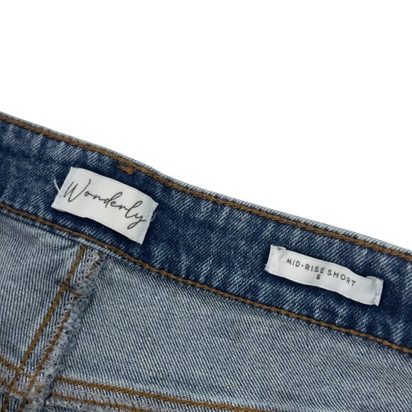 Wonderly Womens Mid-Rise Denim Shorts Size 6 Frayed Hem - Picture 2 of 10